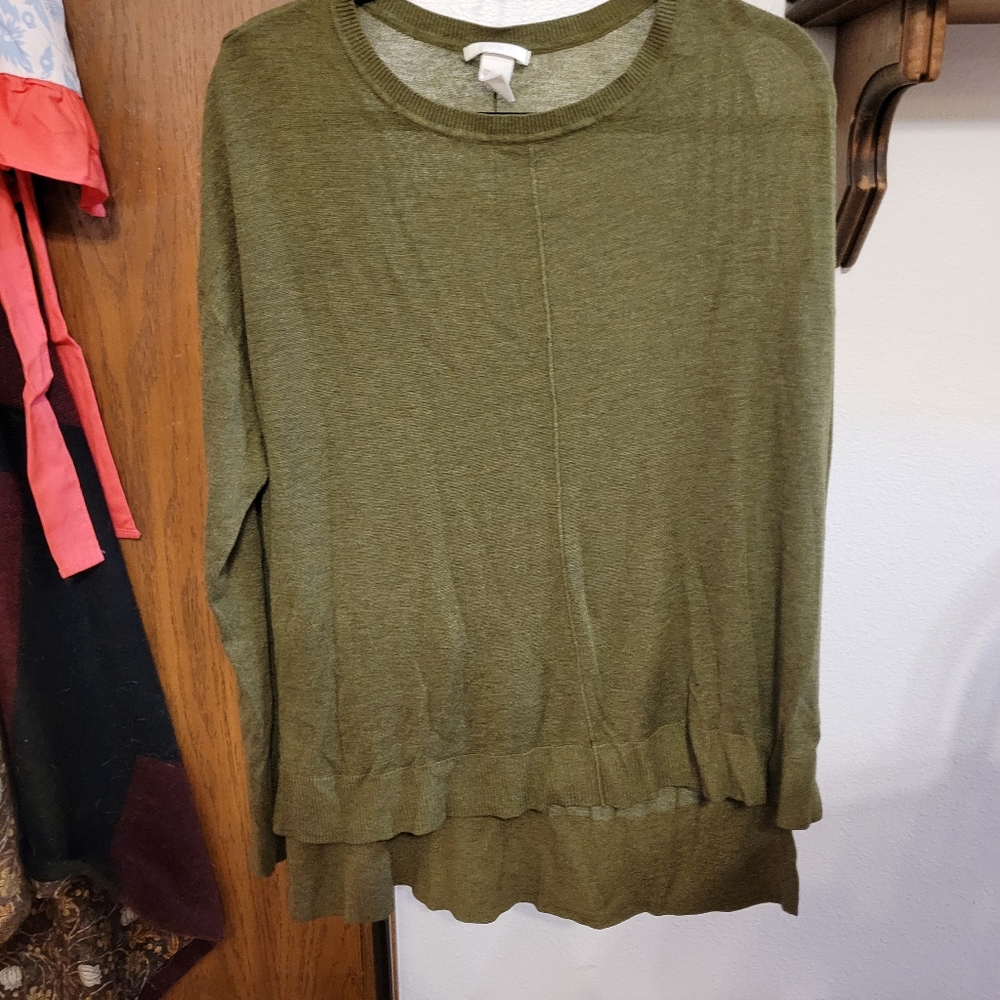 Olive green long sleeve top H&M